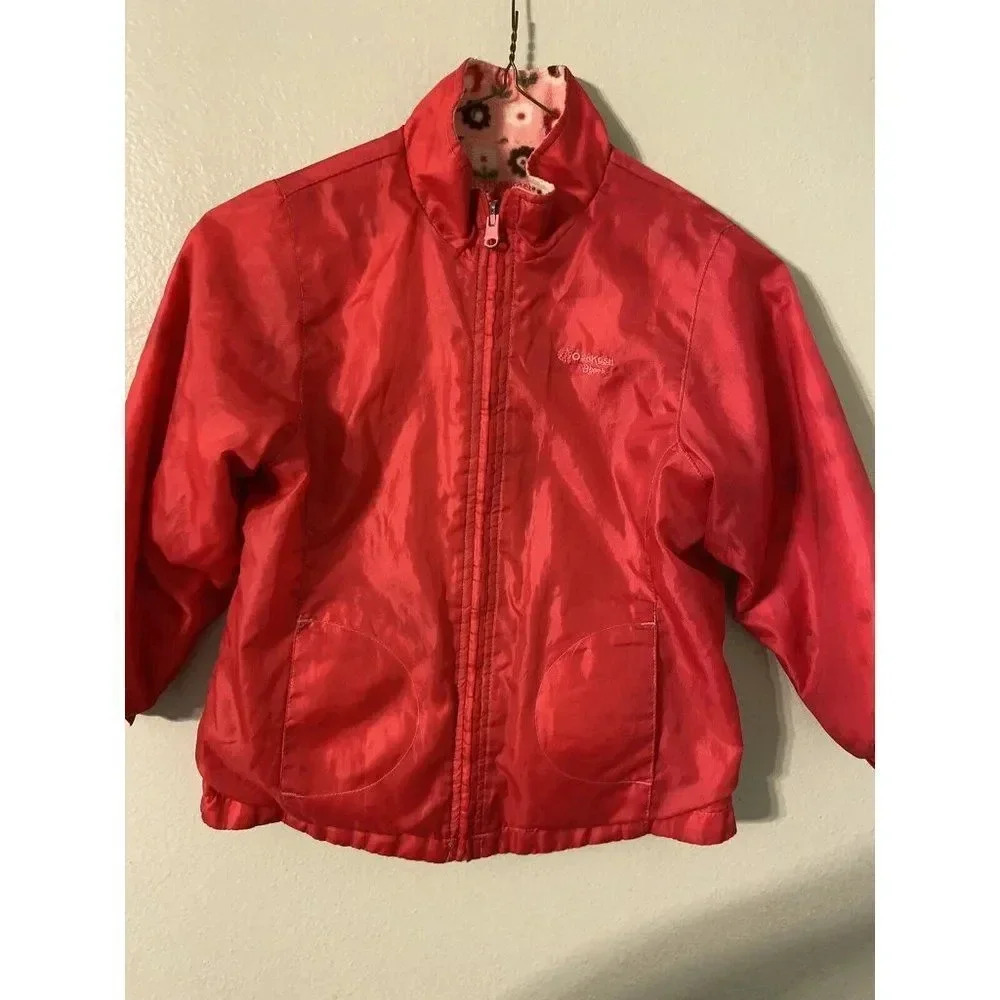 OSHKOSH B’GOSH PINK/PINK WITH FLOWERS REVERSIBLE GIRLS JACKET SIZE 6